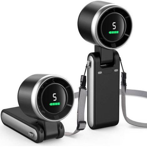 Tragbarer, Faltbarer Ventilator – Mini-akkuventilator – Turbofunktion – 5 Geschwindigkeitsstufen – 1200-mah-akku