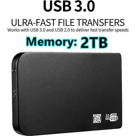 Tragbare Externe Festplatte – 2 Tb – Usb 3.0 – 7200 U/min – 2,5 Zoll