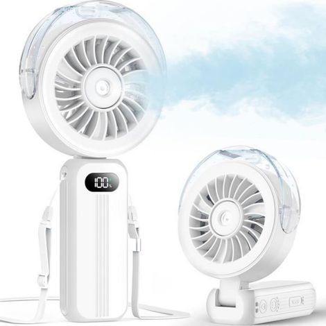 Wiederaufladbarer Tragbarer Ventilator – Mini-ventilator – Leistungsstark, 4 Geschwindigkeitsstufen – 4000-mah-akku