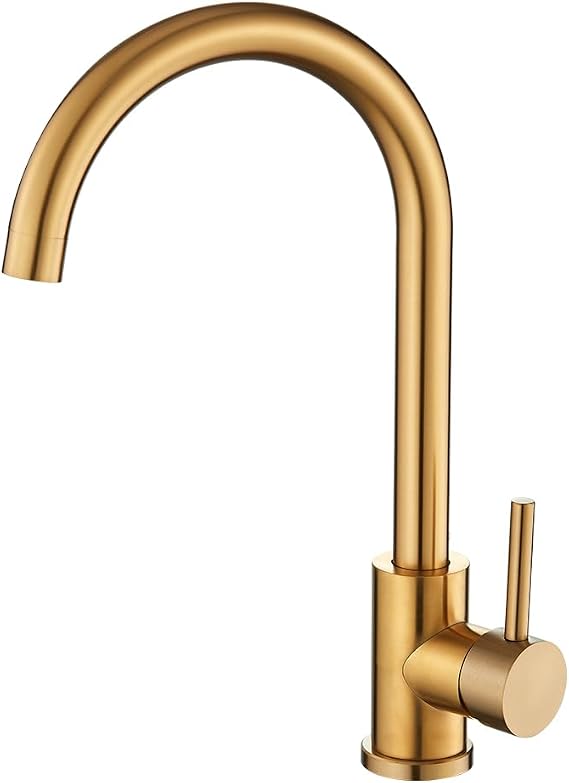 Valaz Küchenarmatur 360°-schwenkarmatur, Hochdruck, Wassersparend Schnelle Und Einfache Installation Messing, Edelstahl, Gebürstetes Gold, Serie Mississippi