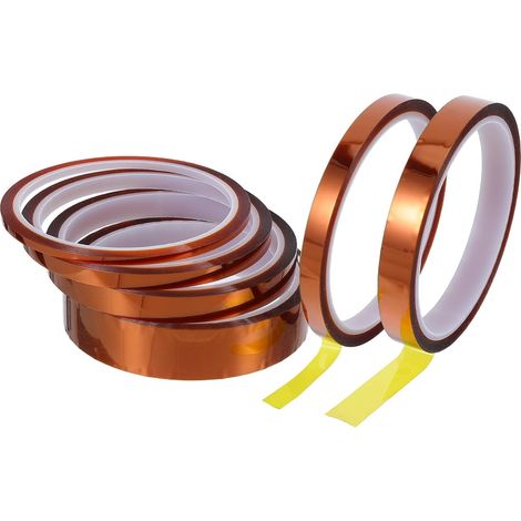 Ccykxa6 Hochtemperatur-polyimid-klebebandrollen, 6 Rollen À 33 M, Breiten 0,3–2 Mm, Selbstklebendes Wärmedämmband Für Sublimation