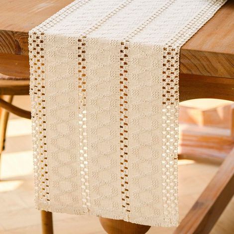 Ccykxaboho Tischläufer Aus Beigefarbenem Makramee-baumwollleinen, Kleiner Tischläufer Im Rustikalen Landhausstil, Waschbar, 30 X 180 Cm, Ideal Für Hochzeiten, Küche Und Esszimmer.