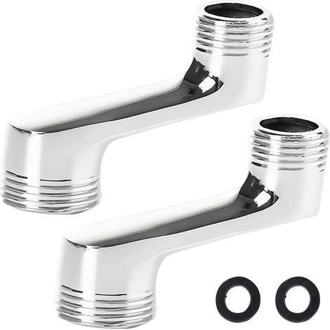 Ccykxa2 Offset-s-verbinder Für Wandarmaturen, Verstellbarer Duscharmaturenadapter Aus Messing, 42 Mm Offset, Silberfarbener 1/2"-auf-3/4"-s-verbinder