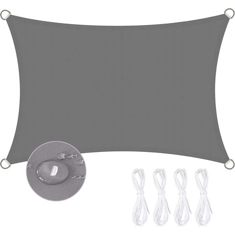 Ccykxav Wasserdichtes Rechteckiges Sonnensegel 2 X 3 M, Schattierungstuch, 95 % Uv-schutz, Für Terrasse, Garten, Balkon (grau)