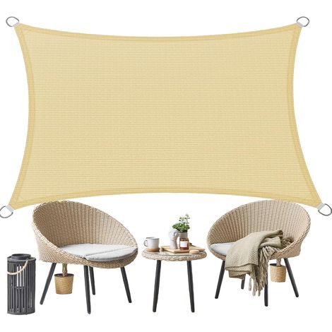 Ccykxavoile Sonnensegel 2 M X 2,5 M, 95 % Uv-schutz, Langlebig, Sonnenschutz, Rechteckiges Sonnensegel Für Den Außenbereich, Cremefarben