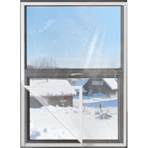 Ccykxafilm Anti-kälte-fensterisolierfolie 100×160cm, Wiederverwendbare Wärmeschutzfolie Mit Klettverschluss, Transparente, Wasserdichte Isolierfolie