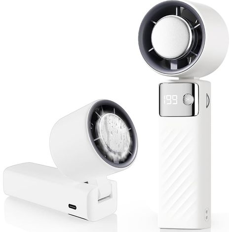 Ccykxa Mini-tragbarer Ventilator, 4000mah Akku-ventilator, Kleiner, Leistungsstarker Und Leiser Turboventilator Mit 199 Geschwindigkeitsstufen Für Büro Und Reisen (weiß)