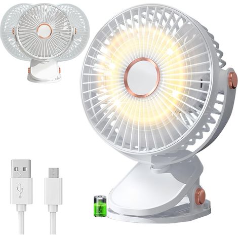 Ccykxa Usb-tischventilator, Kleiner 5-stufiger Tischventilator, 360°-drehung, Mit Led-beleuchtung, Tragbarer Ventilator Für Büro Und Zuhause