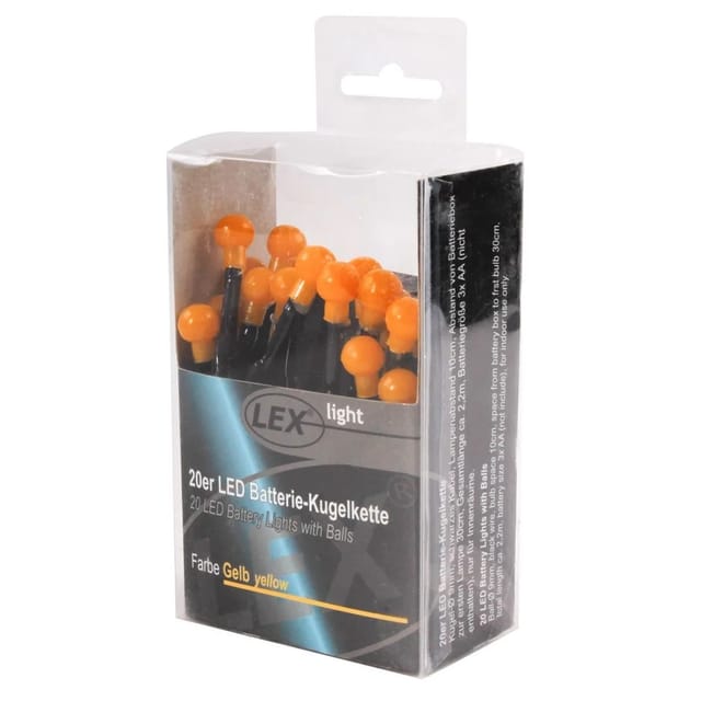Lex 20er LED Batterie Kugelkette Lichterkette Bunt Kugeln Batterie Beleuchtung