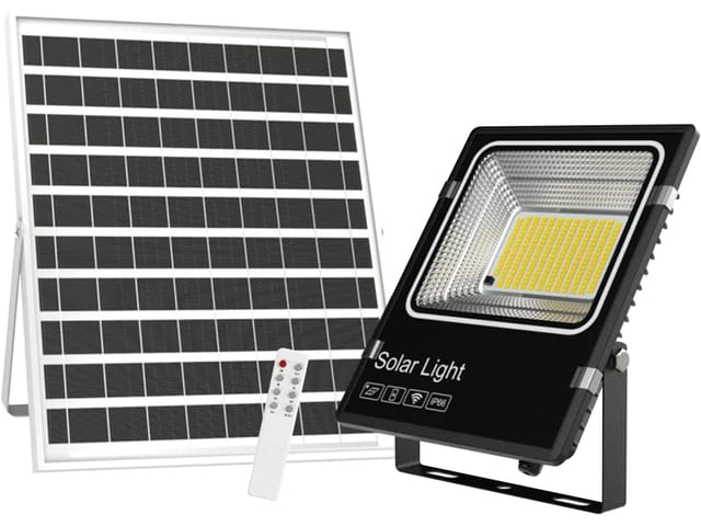 LUXULA Solar Fluter LED Dimmbar Fernbedienung 700lm 6500K Kaltweiß IP66 Außenstrahler Autarke Beleuchtung