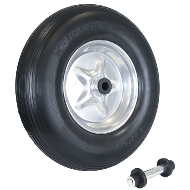 TRUTZHOLM Schubkarrenrad Vollgummi Pannensicher 4.80 4.00-8 mit Achse PU Stahlfelge