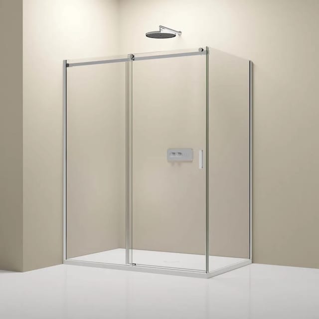 Bernstein Eckdusche mit Schiebetür NT806 FLEX Klarglas Chrom 8mm 100cm Seitenwand 100cm Seitenwand 130cm Schiebetür
