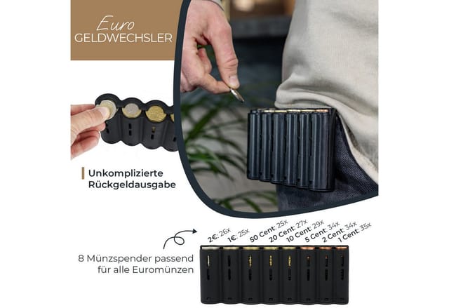 HMF 48810-02 Kellner Geldbörse Gürtel Kellnertasche Euro-Geldwechsler 21 x 10 x 7 cm Schwarz