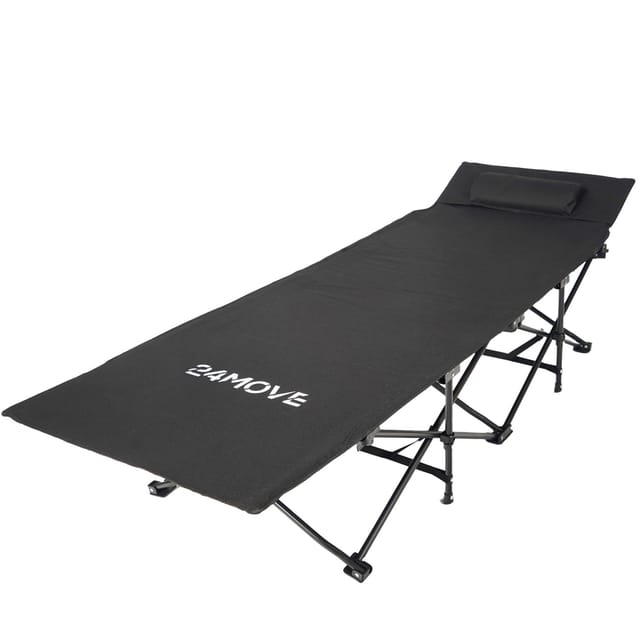 24Move Feldbett Campingbett Faltbar Bis 150 Kg Schwarz