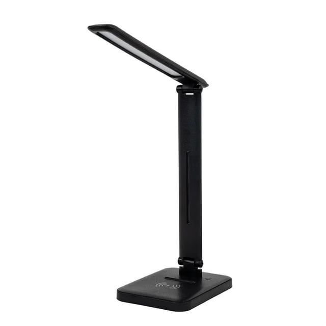 ENOVALITE LED Schreibtischleuchte mit Induktiver Ladestation Tischleuchte Dimmbar Lichtfarbe Einstellbar Warm-Kaltweiß 5W Leistung USB-C Schwarz