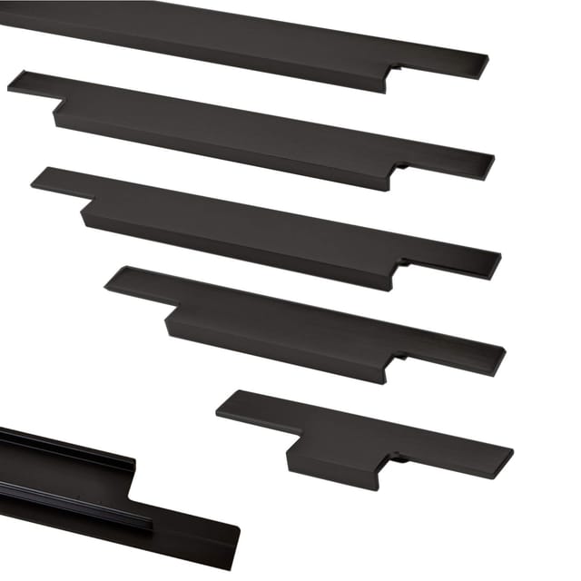 SOTECH Griffleiste Slim 445 x 11 x 38 mm Aluminium Schwarz Eloxiert Gebürstet Zum Einfräsen Harpunenstegmontage