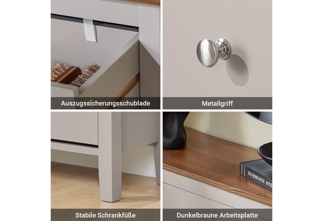SoBuy Schuhschrank Schmal mit Schublade Schuhkommode mit 2 Klappen 80x108x25cm Hellbraun FSR89-KA