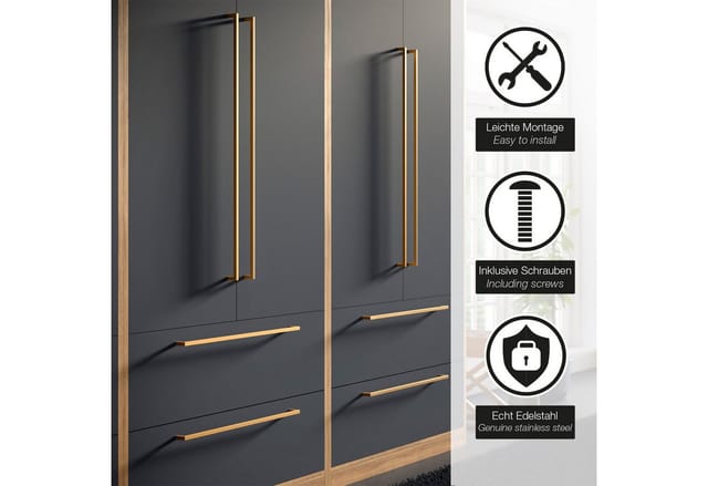 SOTECH Stangengriff E8 BA 64 mm Echt Edelstahl SS201 Goldfarbig Galvanisiert