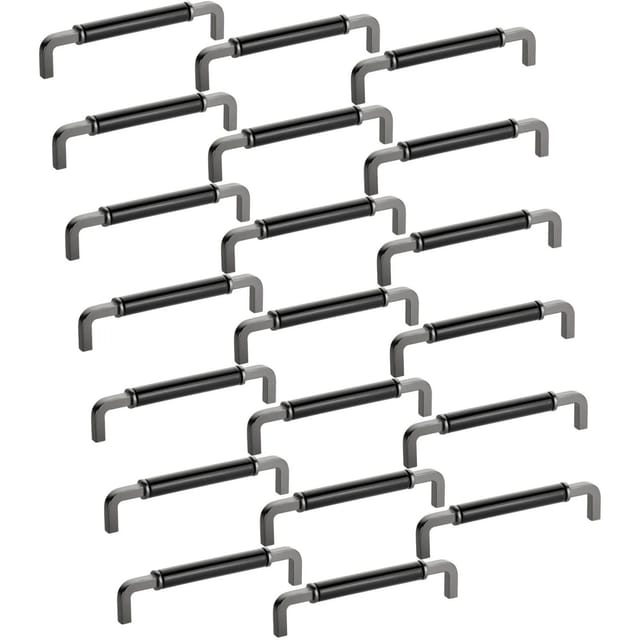 SOTECH 20x Möbelgriff AXIS BA 160 mm Anthrazit mit Schwarzem Porzellan Einsatz