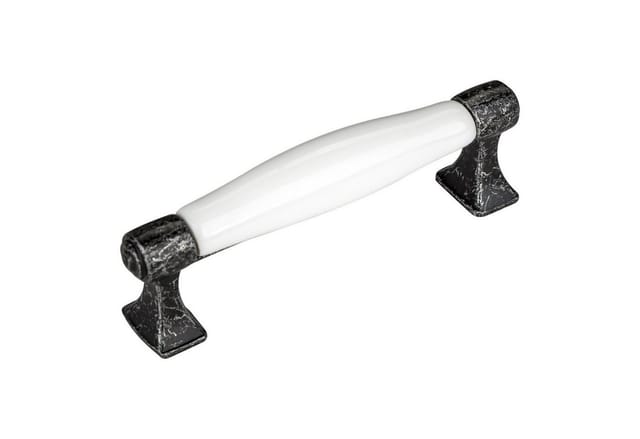 SOTECH Porzellangriff MARIE BA 96 mm Antik Silber Weiß