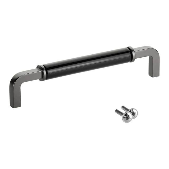 SOTECH Möbelgriff AXIS BA 160 mm Anthrazit mit Schwarzem Porzellan Einsatz