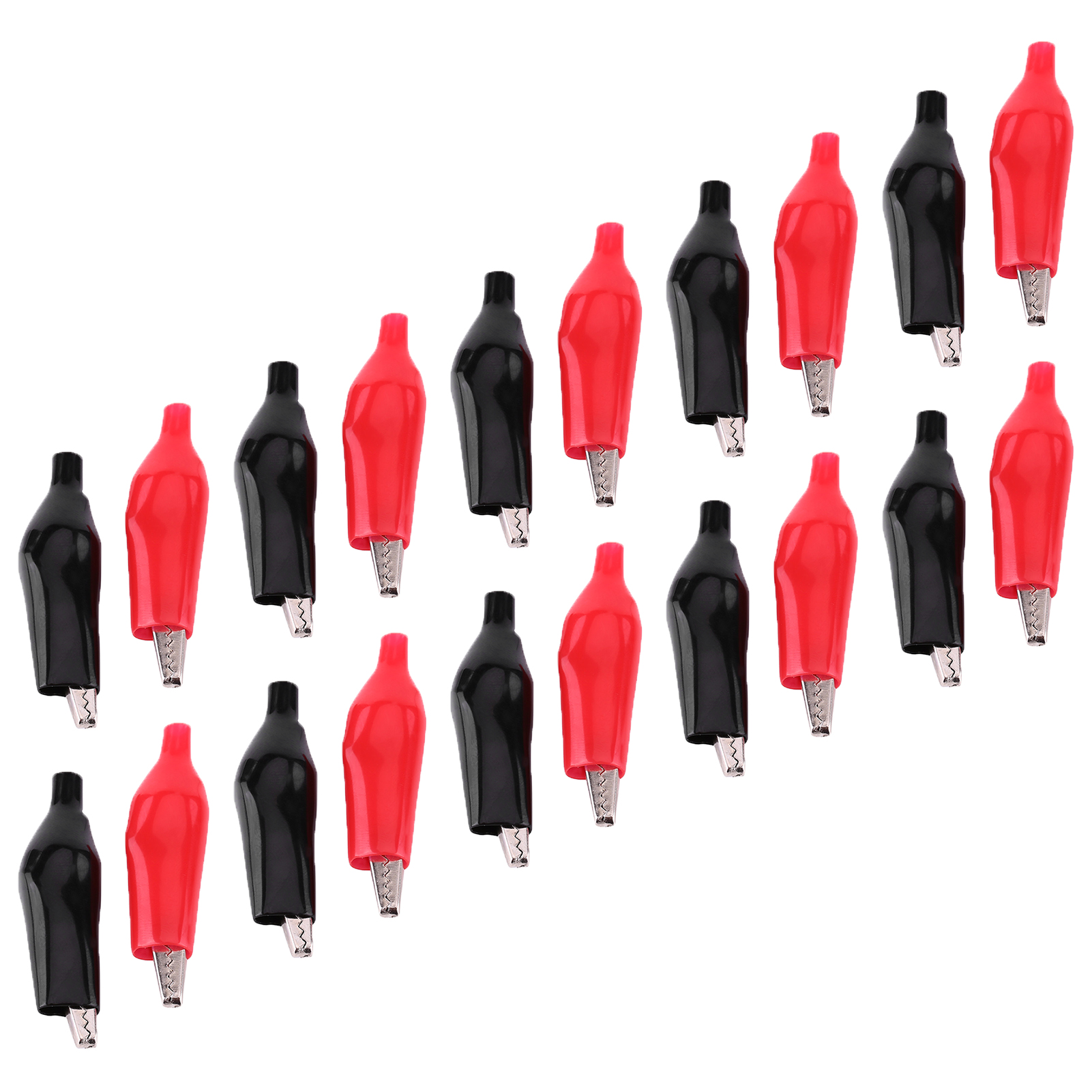 20 Krokodilklemmen Aus Metall, 28 Mm – Rot/schwarz, Für Elektrische Prüfspitzen