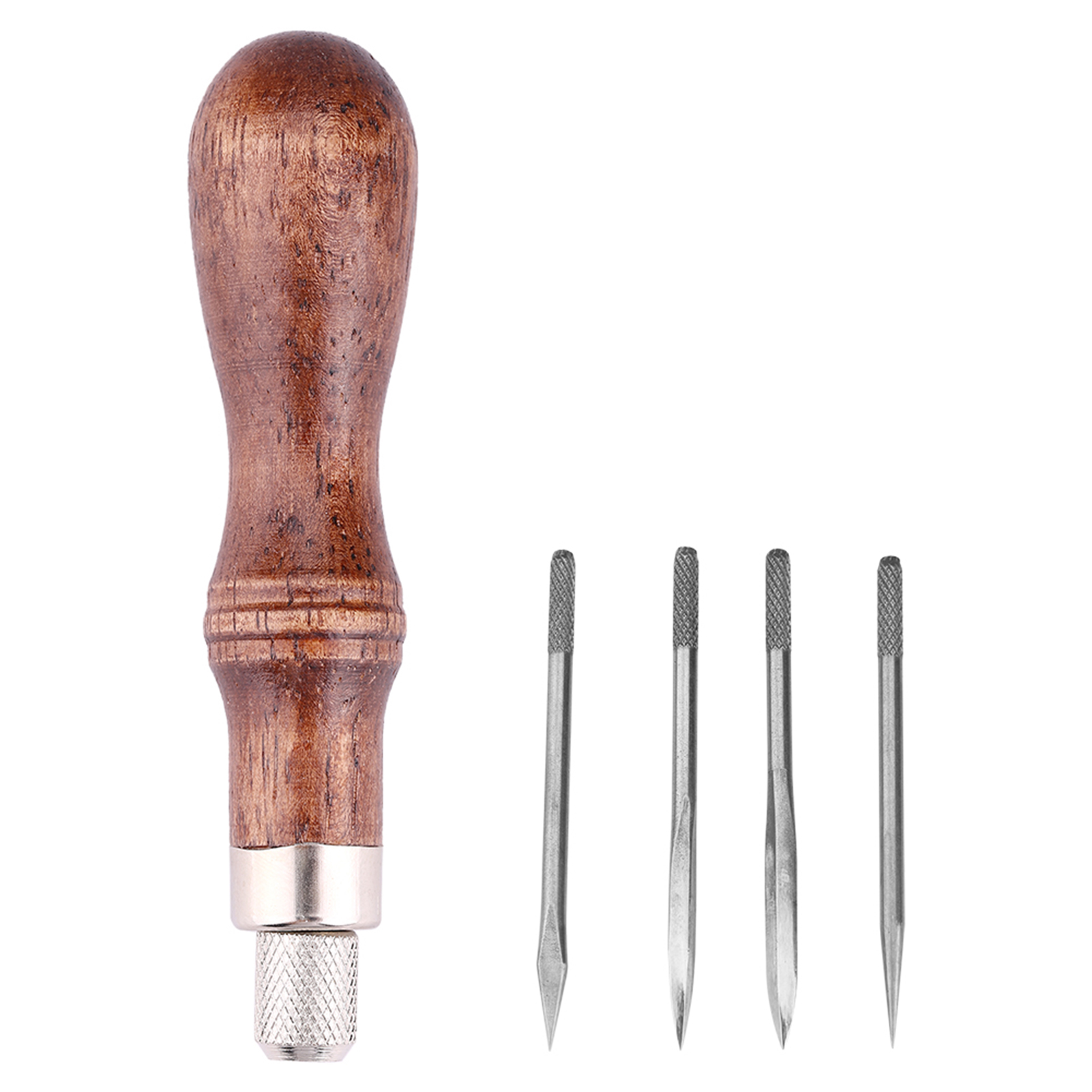 Nähahlen-set – 4 Köpfe, Holzgriff