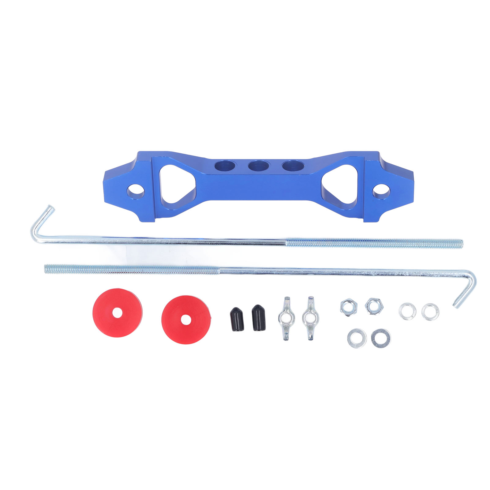 Robuster Autobatteriehalter Aus Aluminiumlegierung Mit Blauer J-schraube Aus Edelstahl.