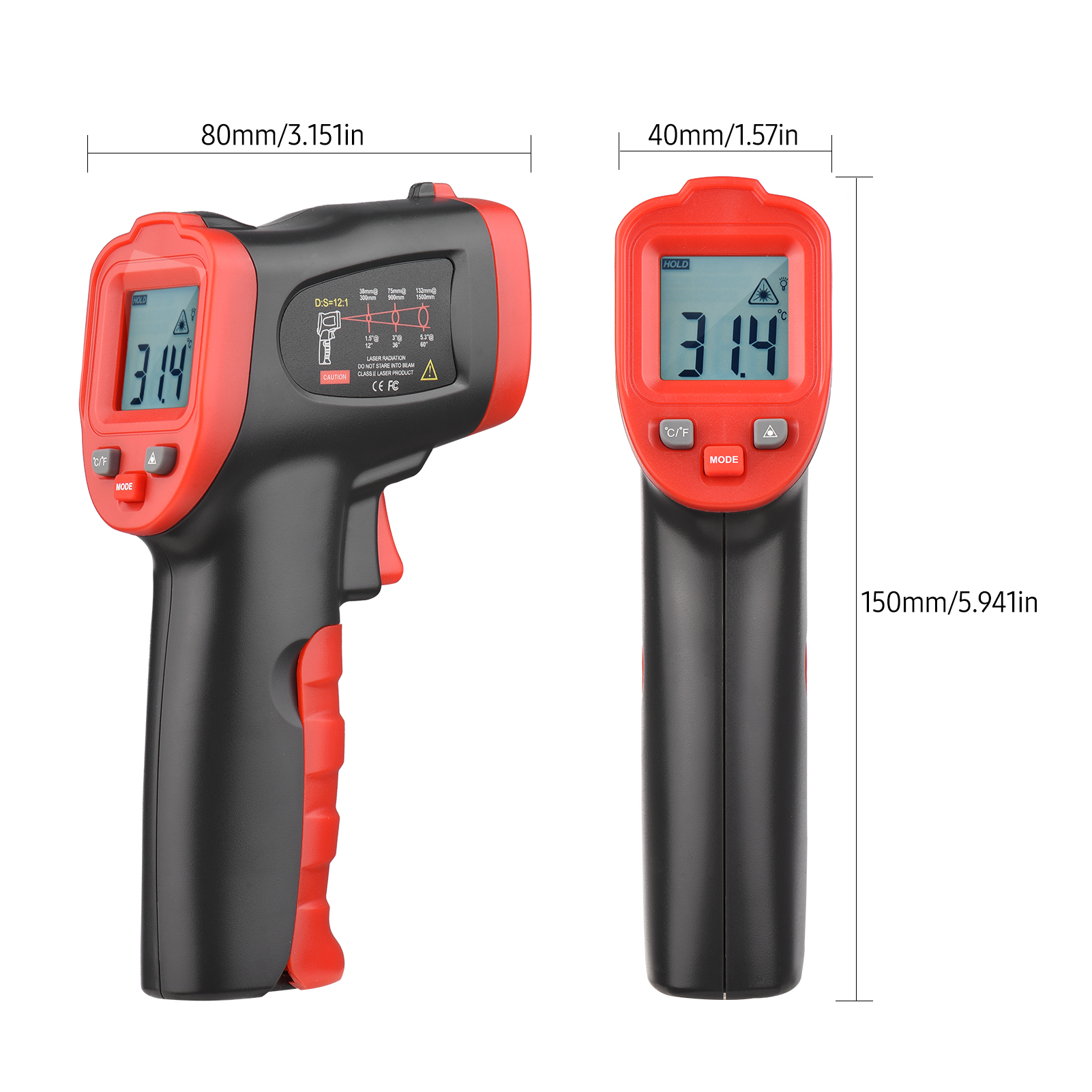 -50 ℃ 950 ℃ / -58 ℉ 1742 ℉ Tragbares Ir-laser-infrarot-thermometer, Berührungsloses Digitales Temperaturmessgerät, Pyrometerpistole Für Küche, Kochen, Grillen, Schokolade, Pizza, Industrie 【nicht Fü