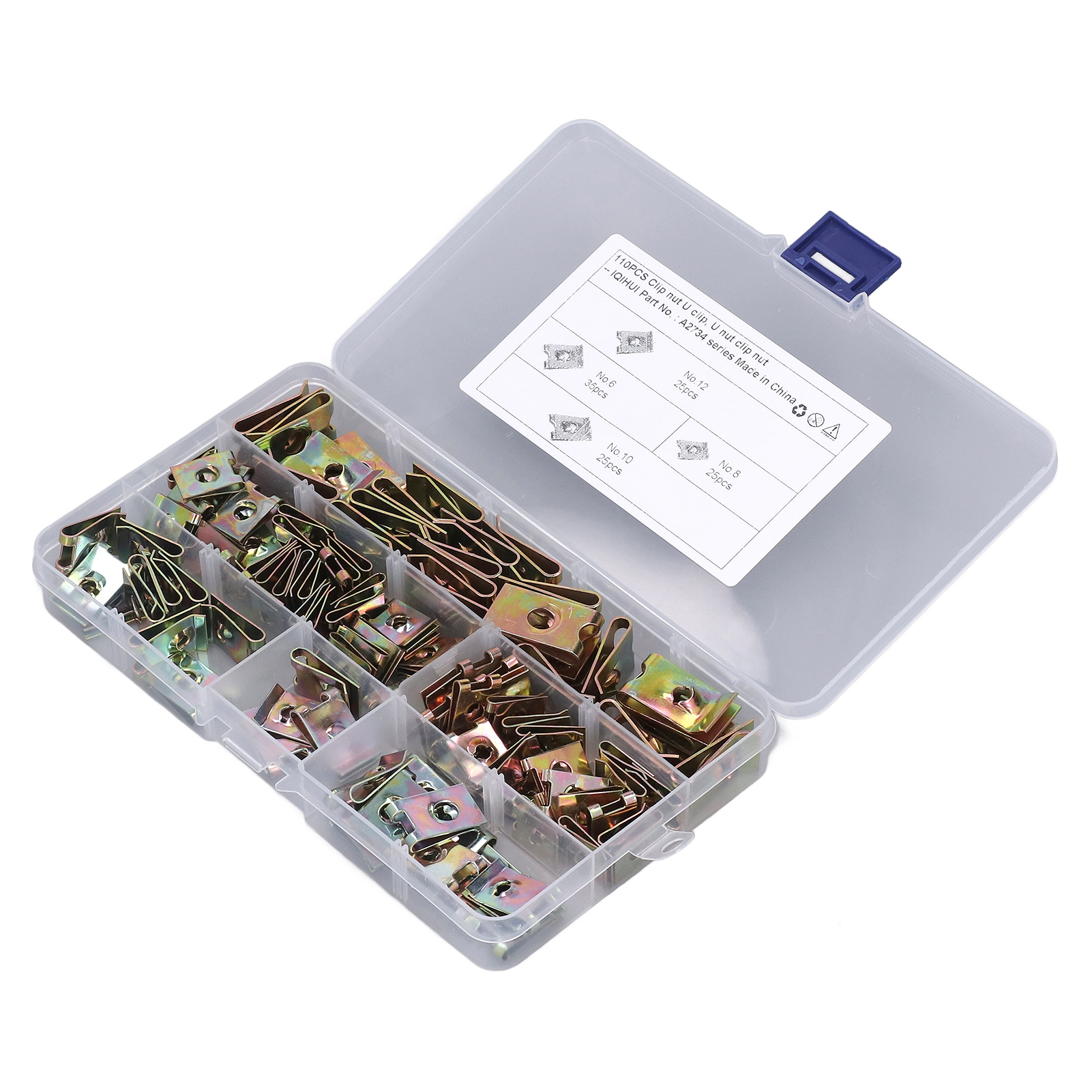 110 Stück U-förmige Mutternclips, Korrosionsbeständige Formclips Mit Aufbewahrungsbox Für Auto Nr. 6 8 10 12.