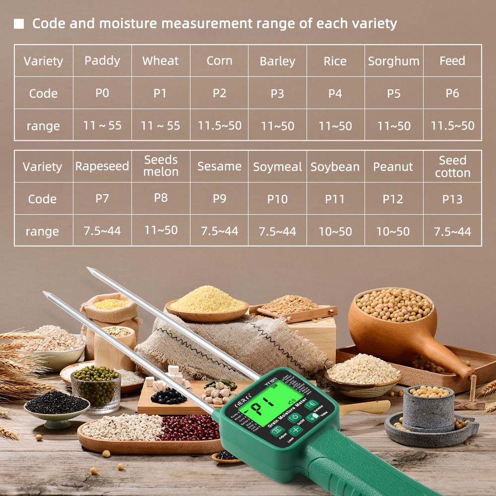 Digitales Hygrometer Für Getreide, 14 Arten Von Getreidefeuchtigkeit, Sprachalarm, Metallsonde, Hochempfindliche Sensoren, Praktisches Feuchtigkeitsmessgerät Für Mais, Reis, Weizen Und Bohnen.