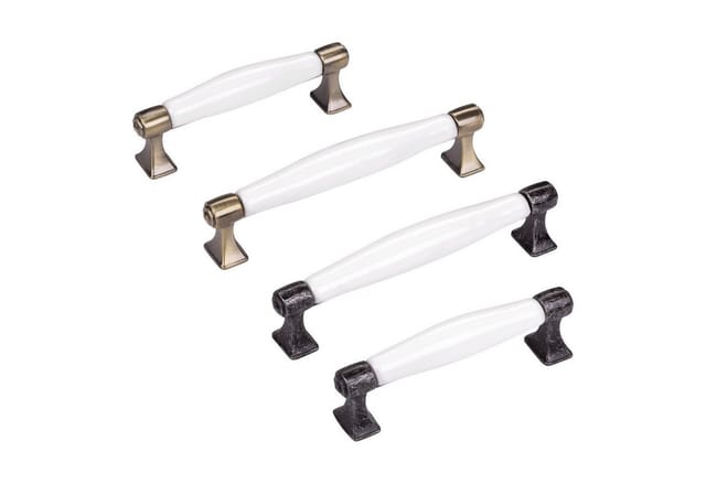 SOTECH Porzellangriff MARIE BA 96 mm Antik Messing Weiß