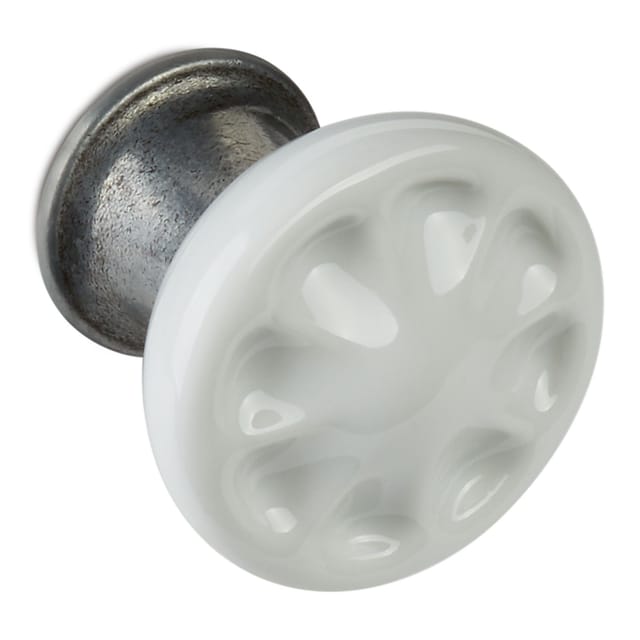SOTECH Porzellanknopf META Ø33 mm Altsilberoptik Weiß