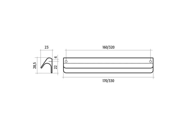 SOTECH Möbelgriff VERONIQUE II BA 160 mm Edelstahloptik Eloxiert Junker Design
