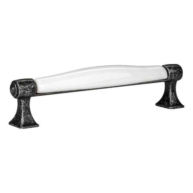 SOTECH Porzellangriff MARIE BA 128 mm Antik Silber Weiß