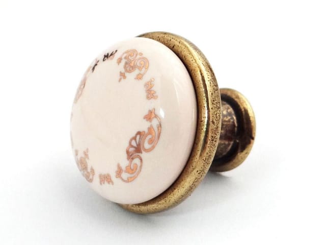 SOTECH Porzellanknopf KARI Ø28 mm Messing Antik Gold