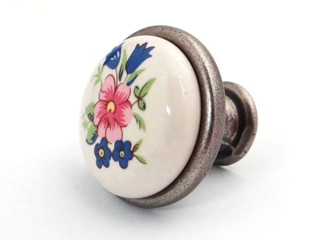 SOTECH Porzellanknopf KARI Ø28 mm Altsilber Blume