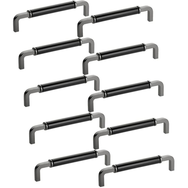 SOTECH 10x Möbelgriff AXIS BA 160 mm Anthrazit mit Schwarzem Porzellan Einsatz