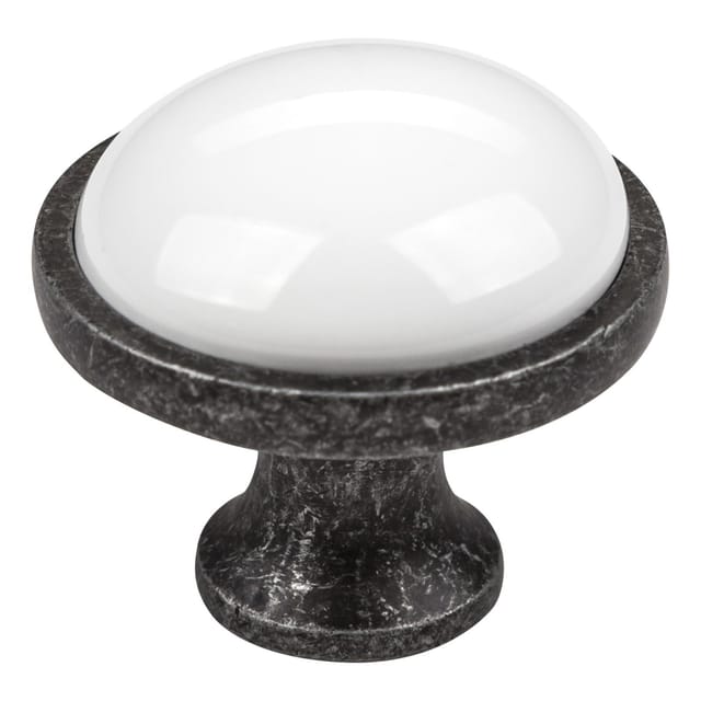 SOTECH Porzellanknopf ANSGAR Ø34 mm Altsilberoptik Antik