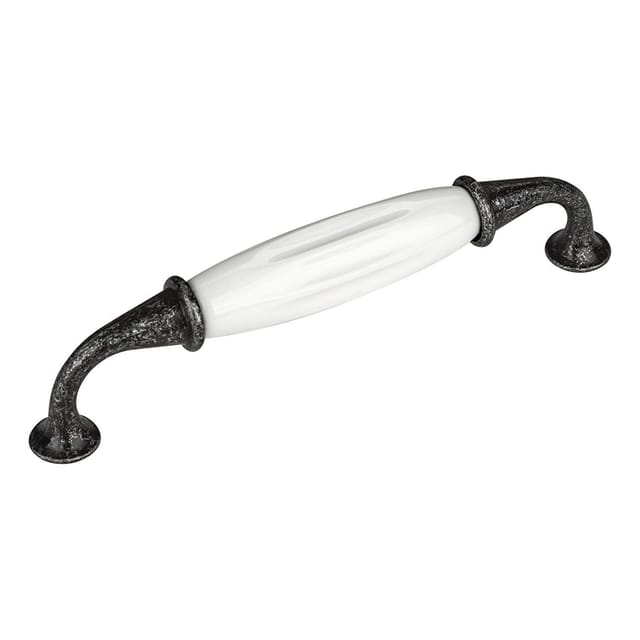SOTECH Porzellangriff JOHANNA BA 128 mm Antik Silber Weiß