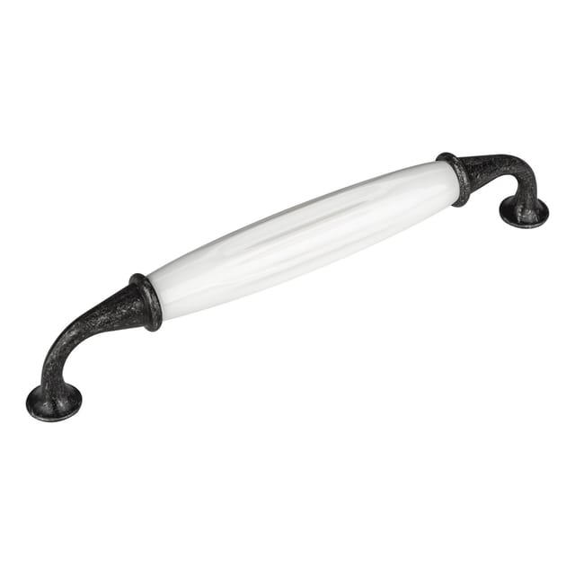 SOTECH Porzellangriff JOHANNA BA 160 mm Antik Silber Weiß