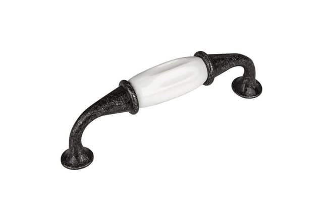 SOTECH Porzellangriff JOHANNA BA 96 mm Antik Silber Weiß