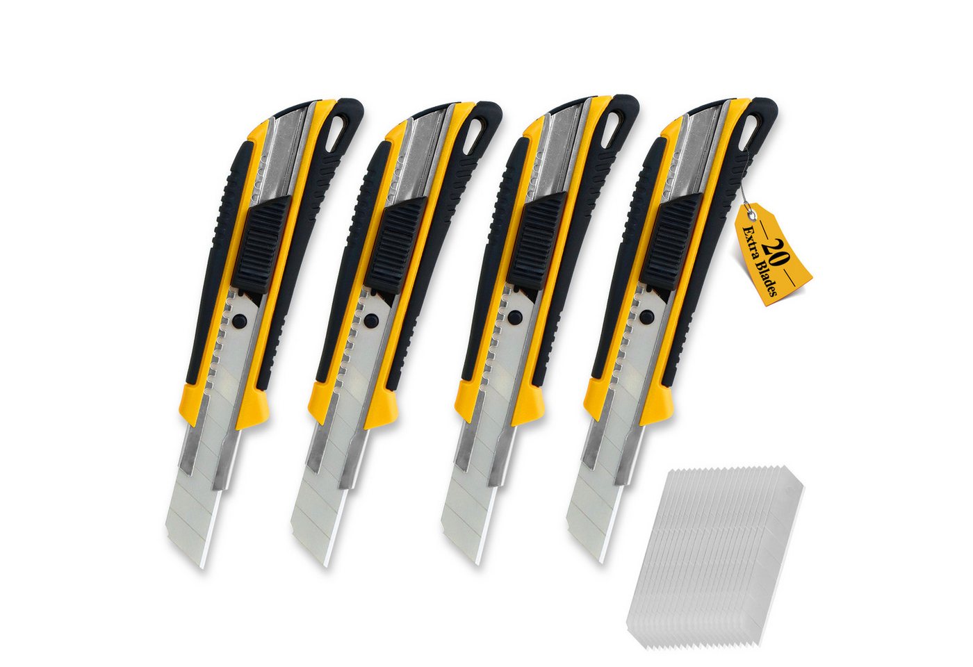 CCLIFE 4 Cuttermesser Set 18mm mit 20 Abbrechklingen Kartonmesser Mehrzweck Teppichmesser mit Sicherheitslock Bild 3