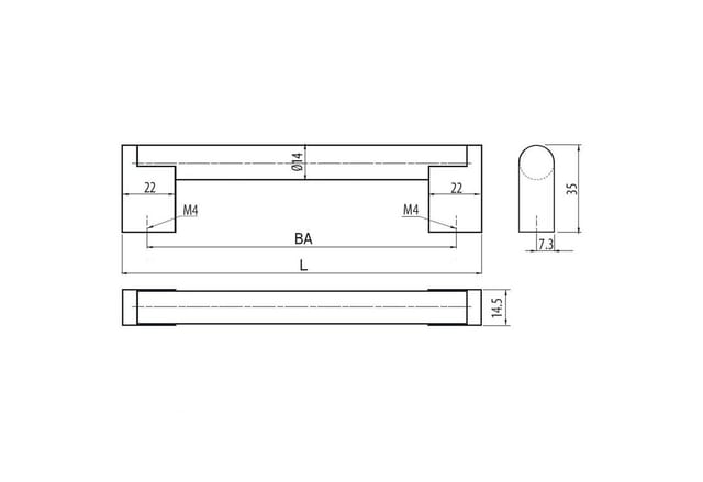 SOTECH Stangengriff G15 BA 160 mm Edelstahloptik