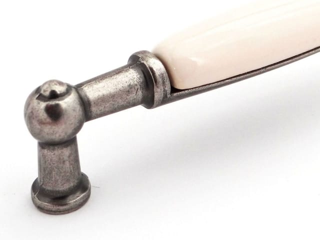 SOTECH Porzellangriff LANDHAUS BA 96 mm Cremefarbig Altsilberoptik