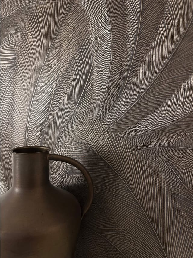 Newroom Vliestapete Savina Anthrazit Palmen Natur Strukturiert FSC®
