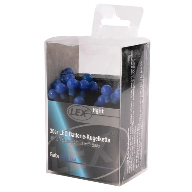 Lex 30er LED Batterie Kugelkette Lichterkette Gelb Kugeln Batterie Beleuchtung