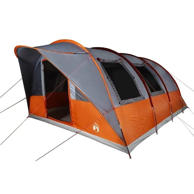 vidaXL Tunnelzelt 5 Personen Grau und Orange Wasserdicht 4009424