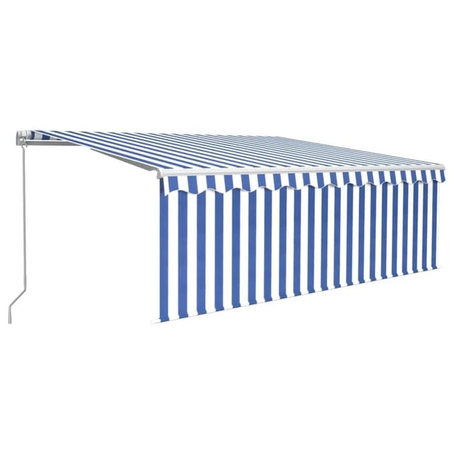 vidaXL Markise Manuell Einziehbar mit Rollo 4,5x3 m Blau und Weiß 3069316