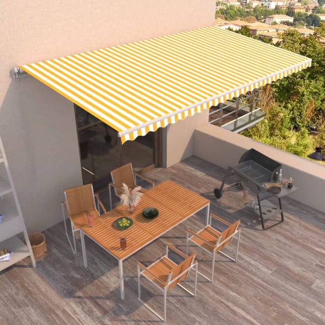 vidaXL Markise Manuell Einziehbar 600x350 cm Gelb und Weiß 3069038